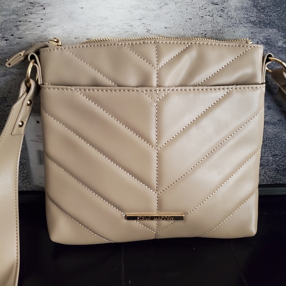 Steve Madden Taupe Quilted Crossbody Bag - Picture 1 of 8